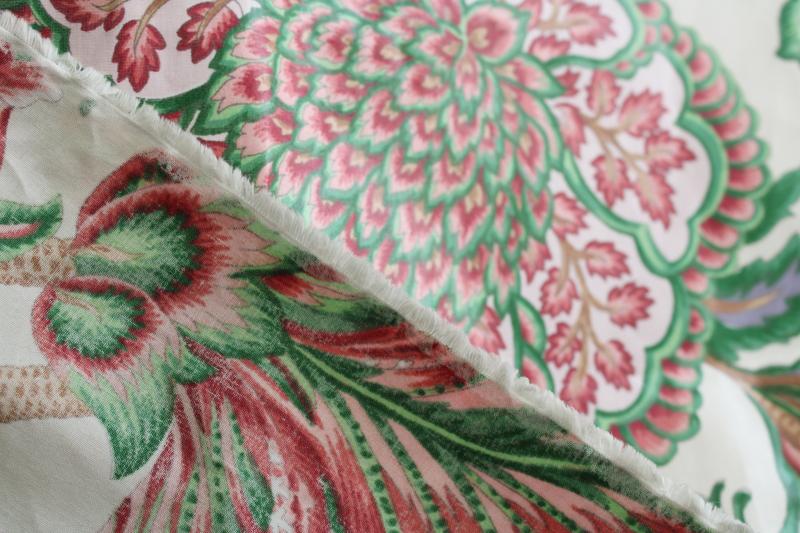 photo of vintage Givenchy polished cotton chintz fabric, pink & green chinoiserie floral #3