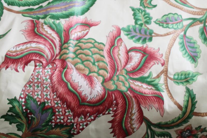 photo of vintage Givenchy polished cotton chintz fabric, pink & green chinoiserie floral #4