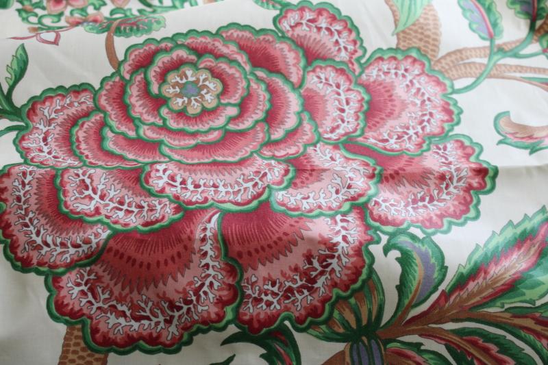 photo of vintage Givenchy polished cotton chintz fabric, pink & green chinoiserie floral #6