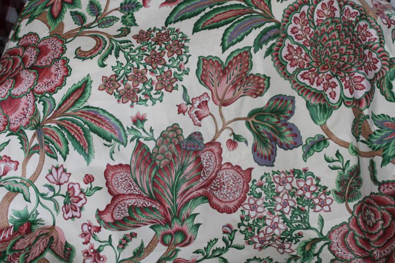 photo of vintage Givenchy polished cotton chintz fabric, pink & green chinoiserie floral #7