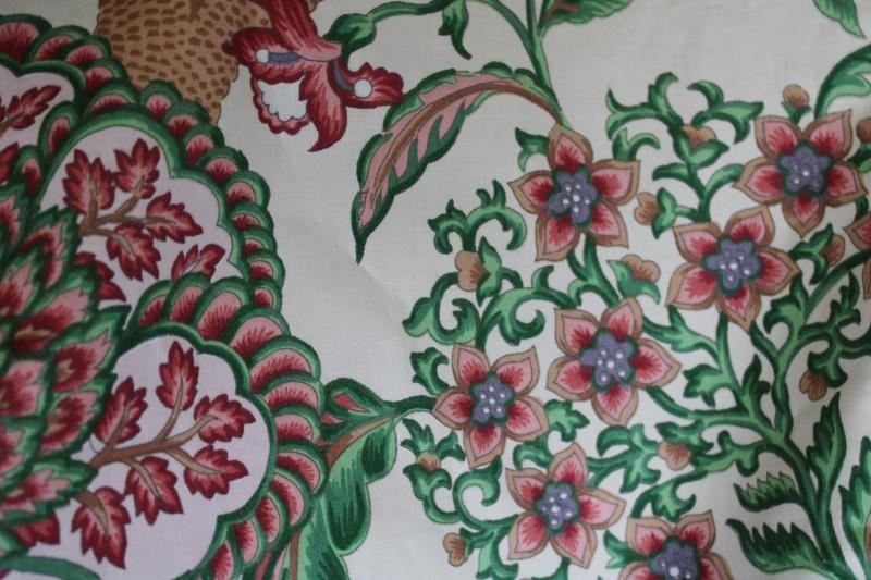 photo of vintage Givenchy polished cotton chintz fabric, pink & green chinoiserie floral #8