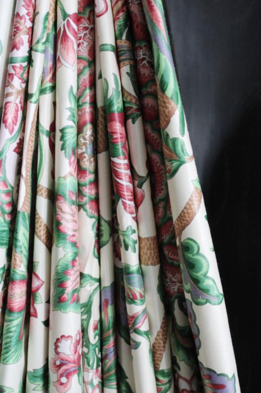 photo of vintage Givenchy polished cotton chintz fabric, pink & green chinoiserie floral #9