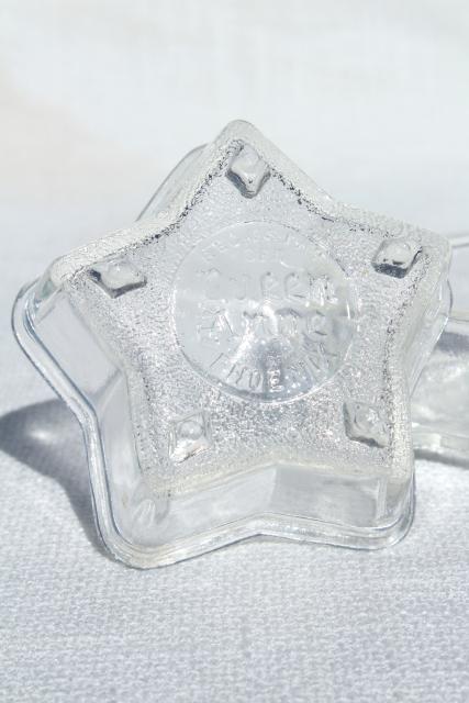 photo of vintage Glasbake Queen Anne star shaped baking pans / jello molds, clear Pyrex type glass #5