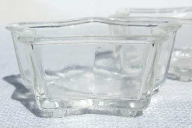 photo of vintage Glasbake Queen Anne star shaped baking pans / jello molds, clear Pyrex type glass #6