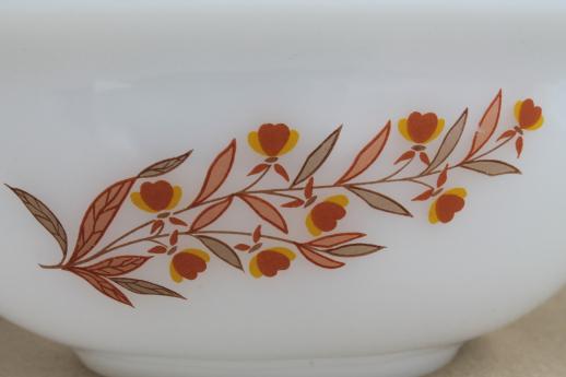 photo of vintage Glasbake autumn leaf milk glass nesting bowls set, Hall Jewel Tea go-along  #7