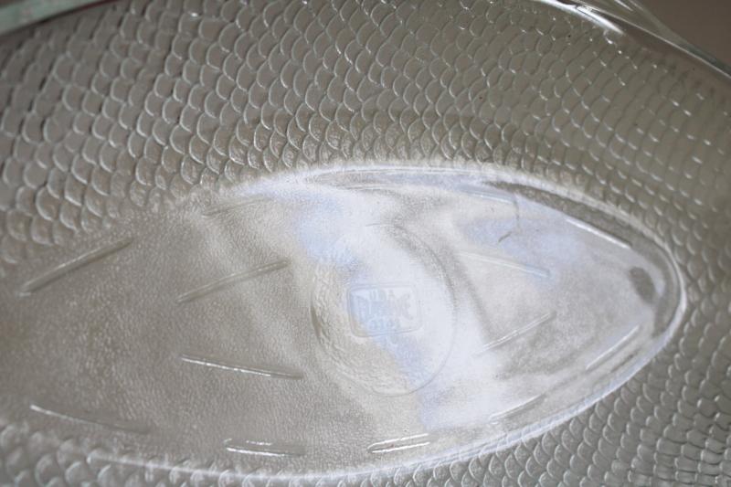 photo of vintage Glasbake bake & serve glassware, clear glass fish shape dish or tray #3