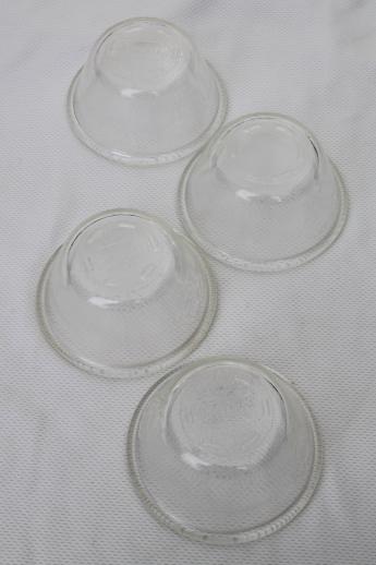 photo of vintage Glasbake custard cups set, oven proof kitchen glass ramekins w/ embossed floral #5