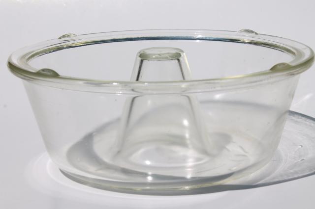 photo of vintage Glasbake glass angel food cake / bundt pan, heat proof oven safe glassware #1