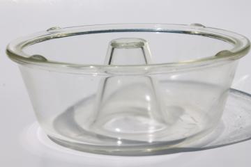 catalog photo of vintage Glasbake glass angel food cake / bundt pan, heat proof oven safe glassware