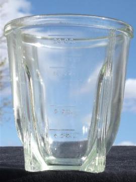 catalog photo of vintage Glasbake glass beater jar, for old kitchen eggbeater, rotary hand-mixer