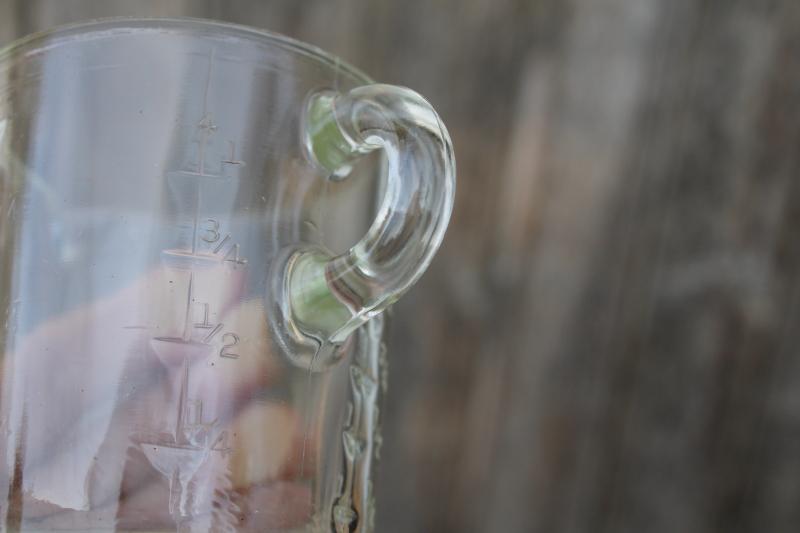 photo of vintage Glasbake measuring cup w/ pour spout, clear depression glass #3