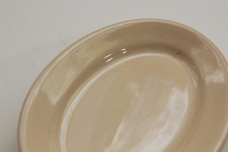 photo of vintage Glo Tan Carr china adobeware ironstone serving plate, tiny oval platt #4