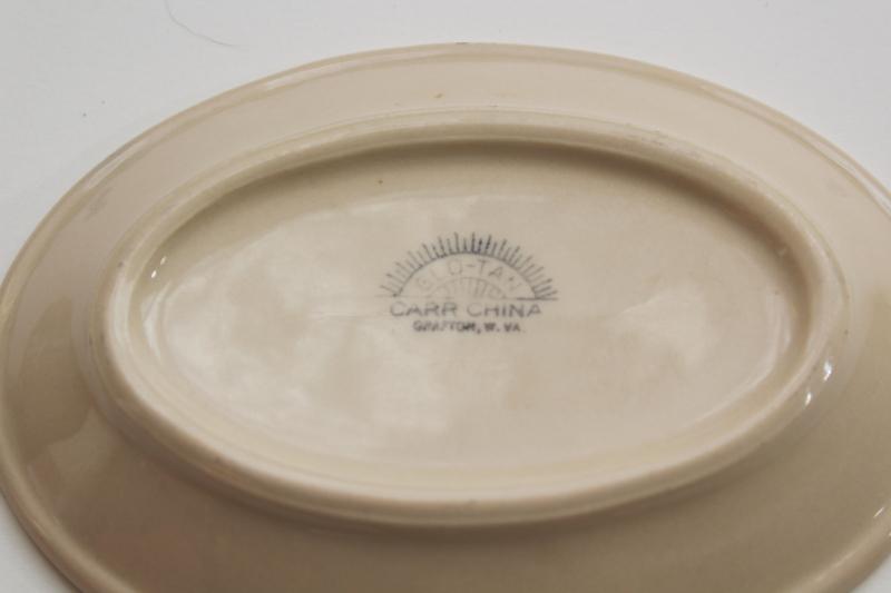 photo of vintage Glo Tan Carr china adobeware ironstone serving plate, tiny oval platt #5