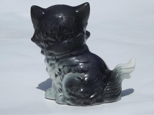 photo of vintage Goebel china cat figurine, black and white long haired kitten #3