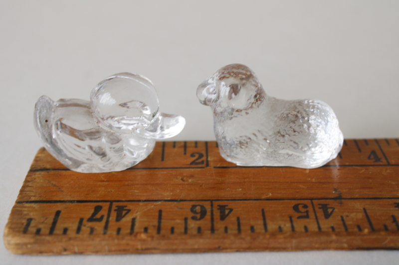 photo of vintage Goebel glass animal miniatures, lamb & duck tiny mini figurines  #3
