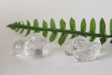 catalog photo of vintage Goebel glass animal miniatures, lamb & duck tiny mini figurines 