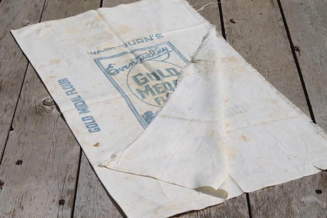 photo of vintage Gold Medal flour sack, old cotton feedsack fabric w/ print advertising #5