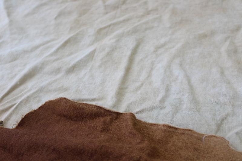 photo of vintage Golden Loaf flour sack, primitive coffee tea stain dip dye grubby cotton fabric #6