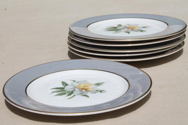 photo of vintage Golden Peony Princess china plates, dessert or bread & butter plate set #3