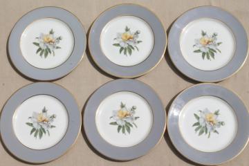 catalog photo of vintage Golden Peony Princess china plates, dessert or bread & butter plate set