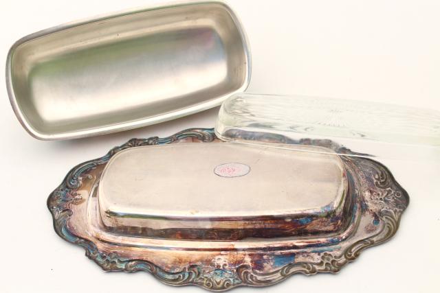 photo of vintage Gorham Chantilly silver plate, covered butter dish w/ glass liner #4