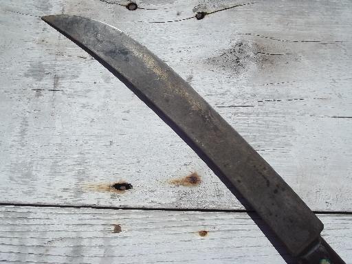 photo of vintage Green River butcher knife, huge old full tang forged steel blade #3