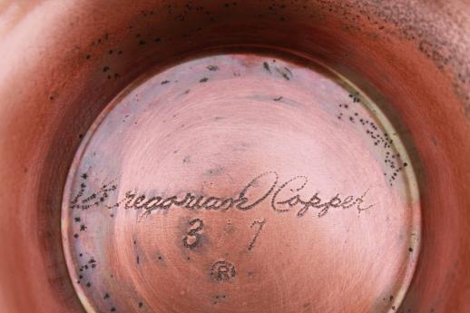 photo of vintage Gregorian copper bowl, flower shaped dish retro hammered hand-wrought copper #5