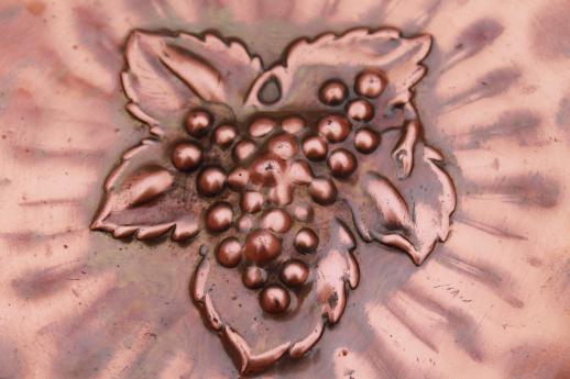 photo of vintage Gregorian copper bowl, flower shaped dish retro hammered hand-wrought copper #6