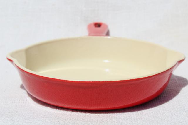 photo of vintage Griswold cast iron enamel 6 inch skillet, red enameled small frying pan #2