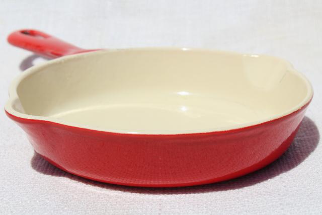 photo of vintage Griswold cast iron enamel 6 inch skillet, red enameled small frying pan #3
