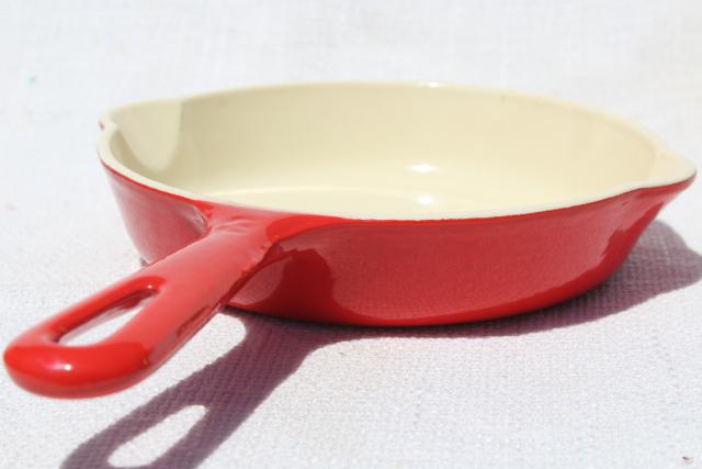 photo of vintage Griswold cast iron enamel 6 inch skillet, red enameled small frying pan #4