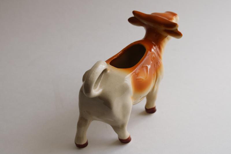 photo of vintage Guernsey cow creamer, red & white china cream pitcher figural #4