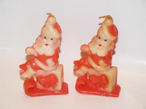 photo of vintage Gurley Christmas candles, Santa Claus in sleigh #1