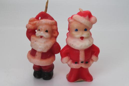 photo of vintage Gurley Christmas candles, figural holiday candle lot, Santa, snowmen #2