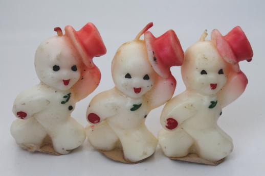 photo of vintage Gurley Christmas candles, figural holiday candle lot, Santa, snowmen #4