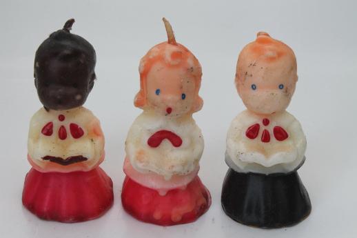 photo of vintage Gurley Christmas candles, figural holiday candle lot, Santa, snowmen #6