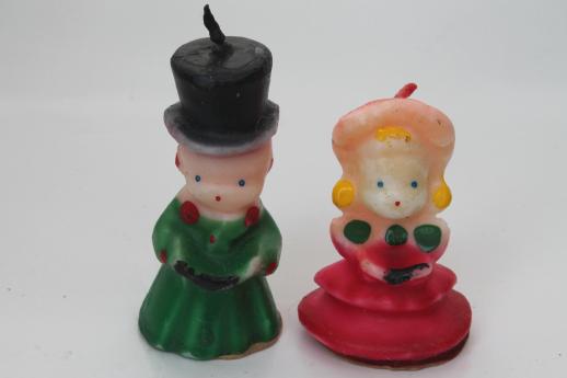 photo of vintage Gurley Christmas candles, figural holiday candle lot, Santa, snowmen #8