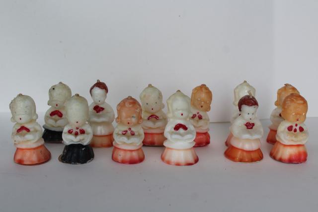 photo of vintage Gurley candles, figural Christmas carolers choir of 12 boys & girls #1