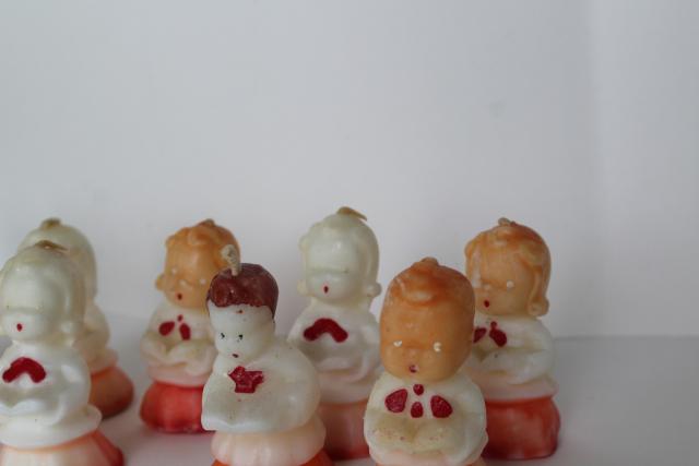 photo of vintage Gurley candles, figural Christmas carolers choir of 12 boys & girls #2