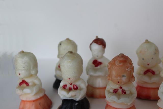 photo of vintage Gurley candles, figural Christmas carolers choir of 12 boys & girls #3