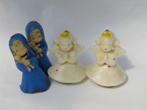 photo of vintage Gurley figural Christmas candles lot, angel girls & Mary w/ baby #1