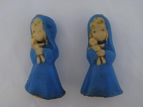 photo of vintage Gurley figural Christmas candles lot, angel girls & Mary w/ baby #4