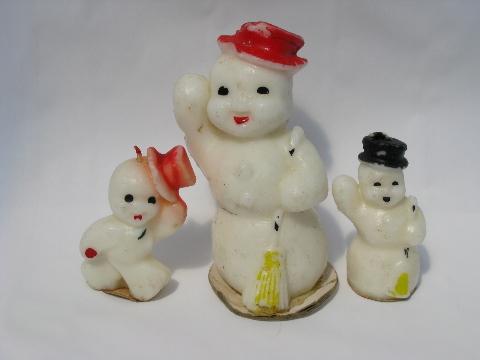 photo of vintage Gurley figural candles lot, Christmas snowmen #1