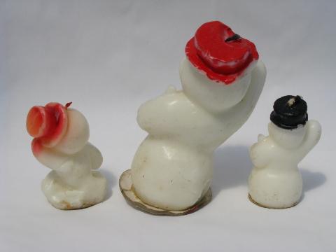 photo of vintage Gurley figural candles lot, Christmas snowmen #2