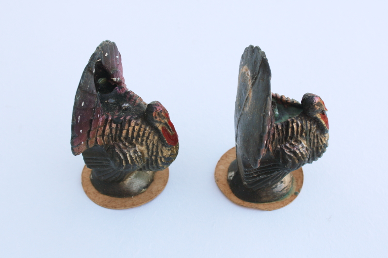 photo of vintage Gurley holiday candles, figural Thanksgiving turkeys for vignettes or table decor #3