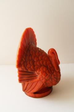 catalog photo of vintage Gurley novelty candle, figural Thanksgiving turkey holiday decoration