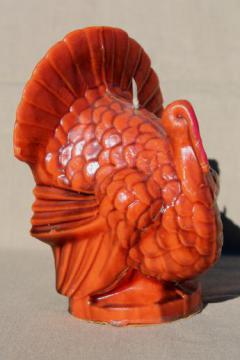 catalog photo of vintage Gurley tom turkey large figural candle, Thanksgiving decoration