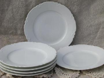 catalog photo of vintage Habsburg porcelain plates, pure white ornate scalloped border