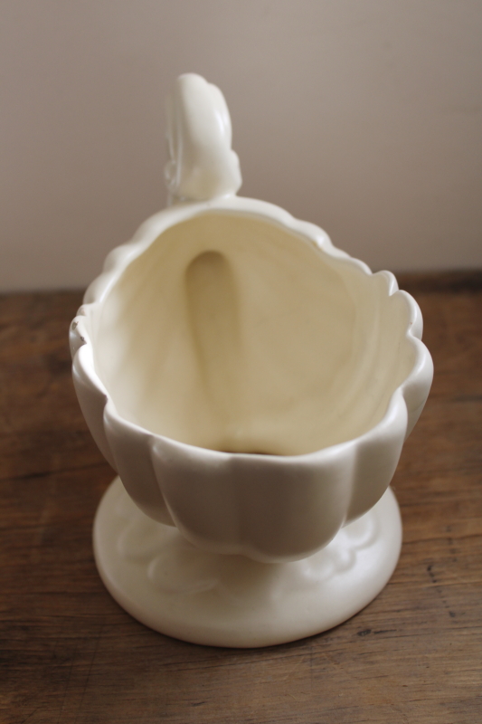 photo of vintage Haeger pottery planter matte ivory white glaze shell shape #5