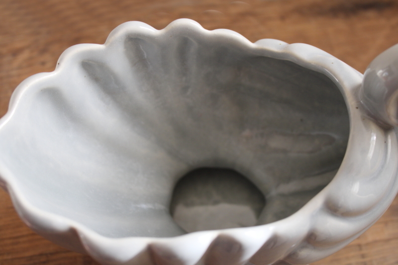 photo of vintage Haeger pottery planter shell shape bowl w/ glossy grey glaze #3